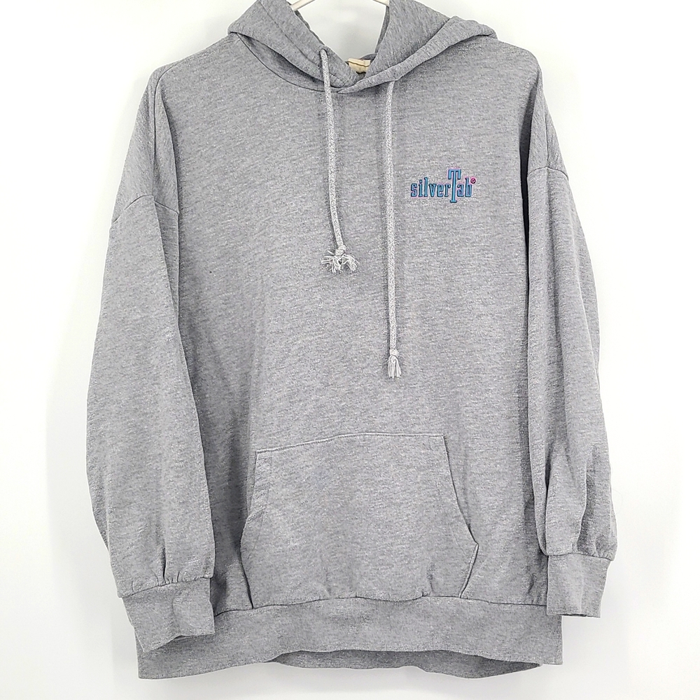 Levi's Silver Tab Small Gray turquoise pink white logo hooded sweatshirt pocket